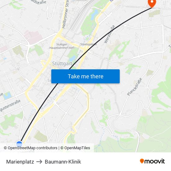 Marienplatz to Baumann-Klinik map