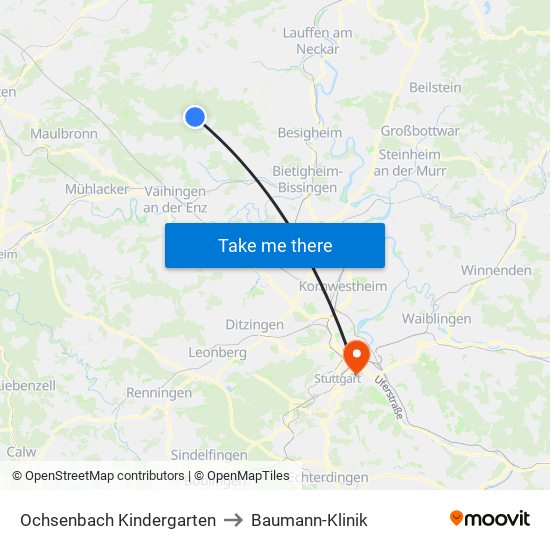 Ochsenbach Kindergarten to Baumann-Klinik map