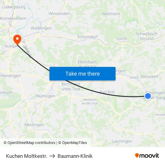 Kuchen Moltkestr. to Baumann-Klinik map