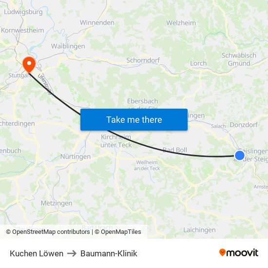 Kuchen Löwen to Baumann-Klinik map