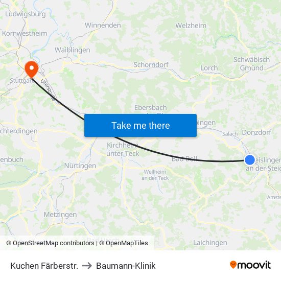 Kuchen Färberstr. to Baumann-Klinik map