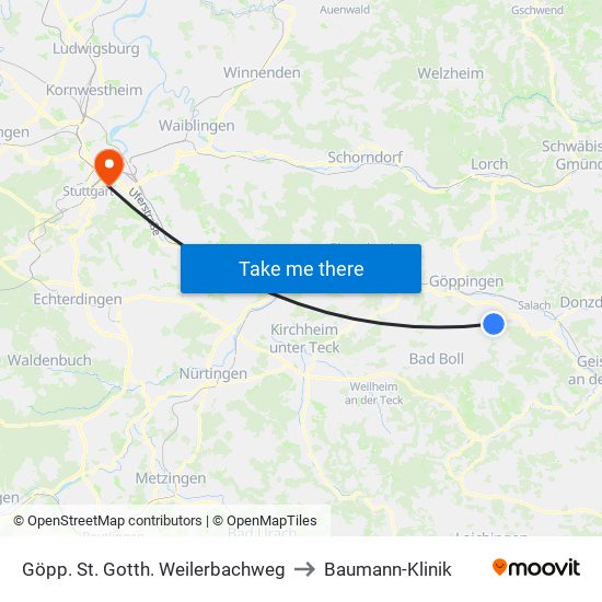 Göpp. St. Gotth. Weilerbachweg to Baumann-Klinik map