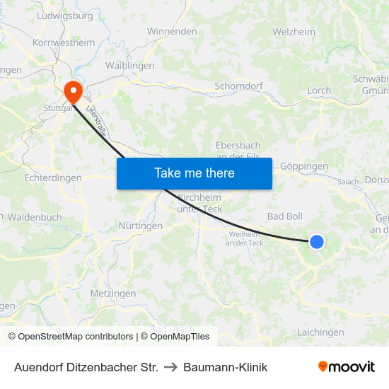 Auendorf Ditzenbacher Str. to Baumann-Klinik map