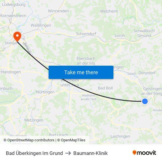 Bad Überkingen Im Grund to Baumann-Klinik map