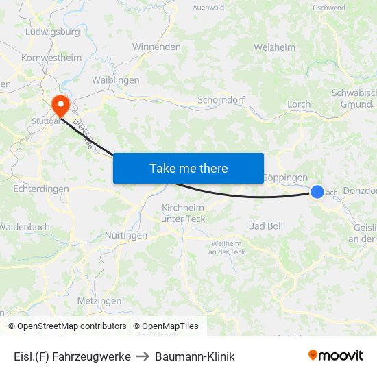 Eisl.(F) Fahrzeugwerke to Baumann-Klinik map
