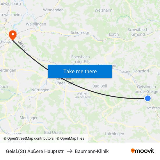 Geisl.(St) Äußere Hauptstr. to Baumann-Klinik map