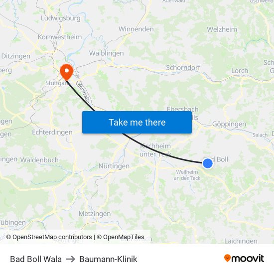 Bad Boll Wala to Baumann-Klinik map