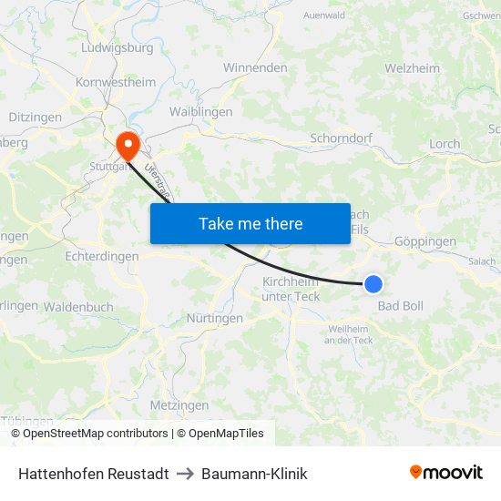 Hattenhofen Reustadt to Baumann-Klinik map