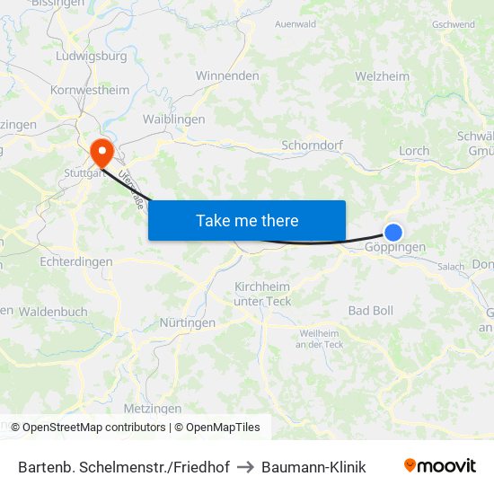 Bartenb. Schelmenstr./Friedhof to Baumann-Klinik map