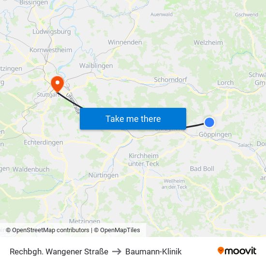 Rechbgh. Wangener Straße to Baumann-Klinik map