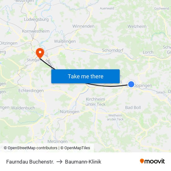 Faurndau Buchenstr. to Baumann-Klinik map