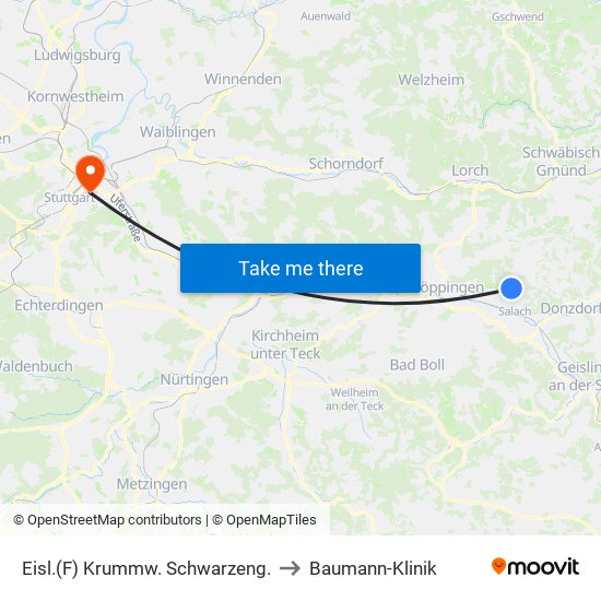 Eisl.(F) Krummw. Schwarzeng. to Baumann-Klinik map