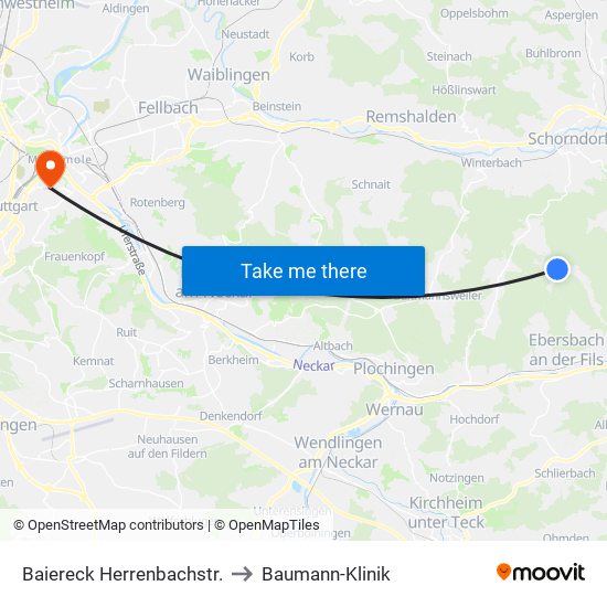 Baiereck Herrenbachstr. to Baumann-Klinik map
