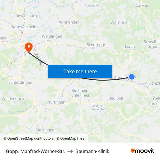 Göpp. Manfred-Wörner-Str. to Baumann-Klinik map