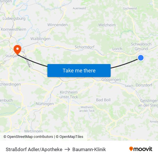 Straßdorf Adler/Apotheke to Baumann-Klinik map