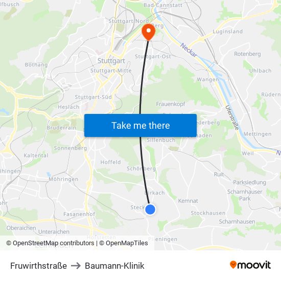 Fruwirthstraße to Baumann-Klinik map