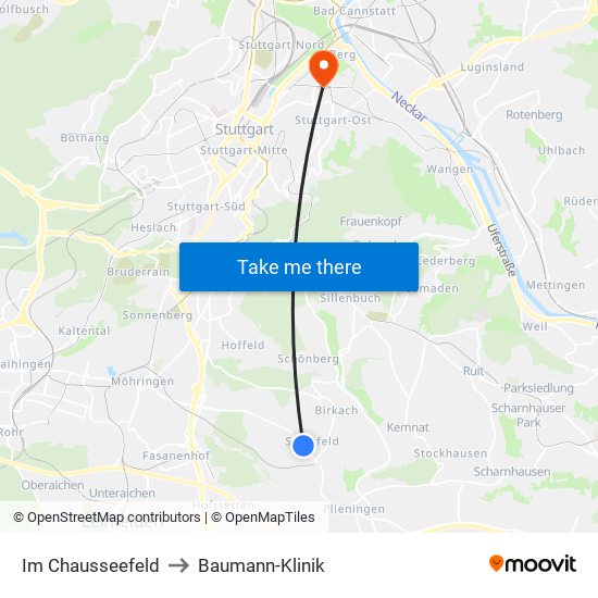 Im Chausseefeld to Baumann-Klinik map