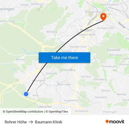 Rohrer Höhe to Baumann-Klinik map