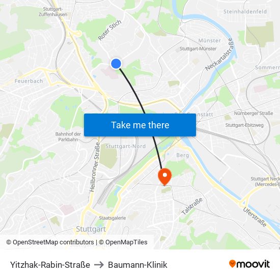 Yitzhak-Rabin-Straße to Baumann-Klinik map