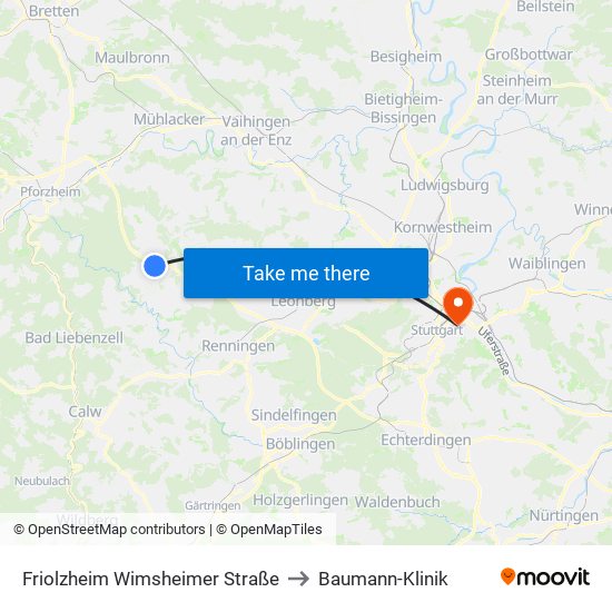 Friolzheim Wimsheimer Straße to Baumann-Klinik map