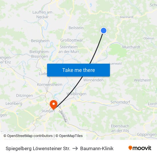 Spiegelberg Löwensteiner Str. to Baumann-Klinik map