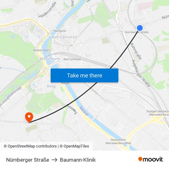 Nürnberger Straße to Baumann-Klinik map