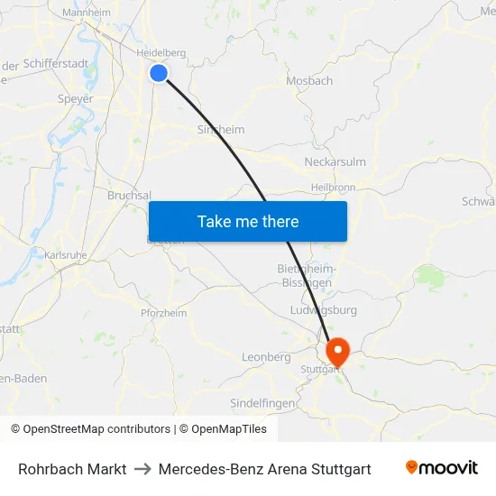 Rohrbach Markt to Mercedes-Benz Arena Stuttgart map