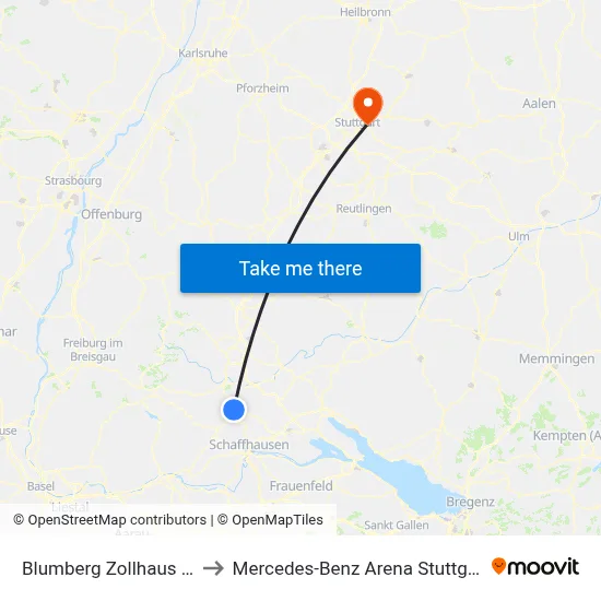 Blumberg Zollhaus Bf to Mercedes-Benz Arena Stuttgart map