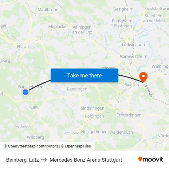 Beinberg, Lutz to Mercedes-Benz Arena Stuttgart map