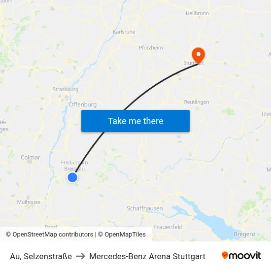 Au, Selzenstraße to Mercedes-Benz Arena Stuttgart map