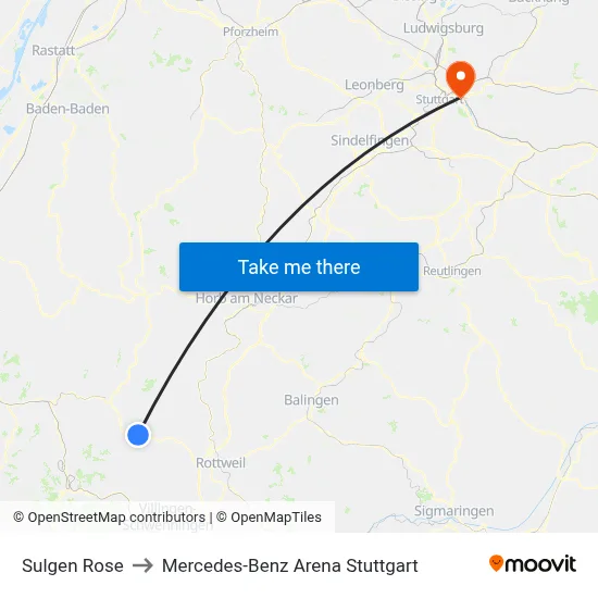Sulgen Rose to Mercedes-Benz Arena Stuttgart map