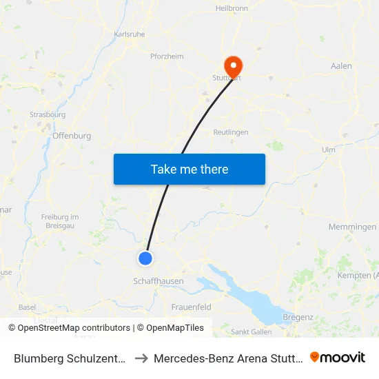 Blumberg Schulzentrum to Mercedes-Benz Arena Stuttgart map