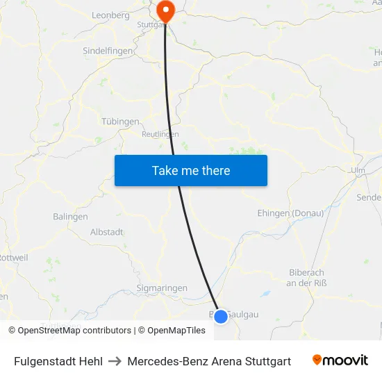 Fulgenstadt Hehl to Mercedes-Benz Arena Stuttgart map