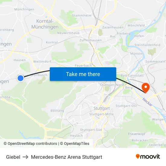 Giebel to Mercedes-Benz Arena Stuttgart map