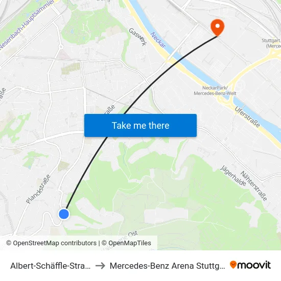 Albert-Schäffle-Straße to Mercedes-Benz Arena Stuttgart map