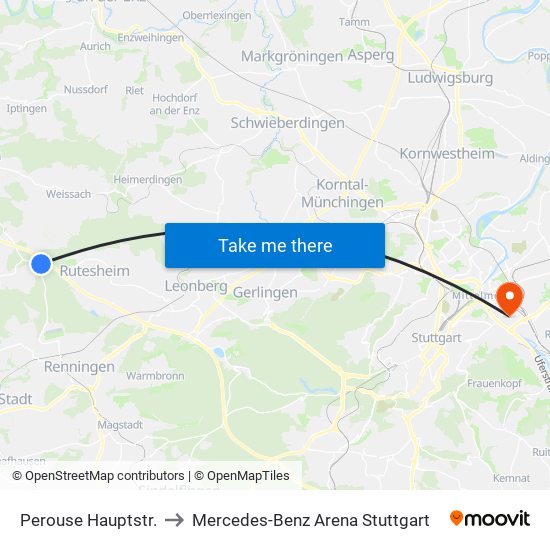 Perouse Hauptstr. to Mercedes-Benz Arena Stuttgart map