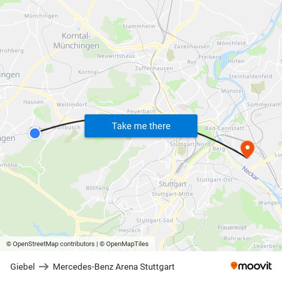 Giebel to Mercedes-Benz Arena Stuttgart map