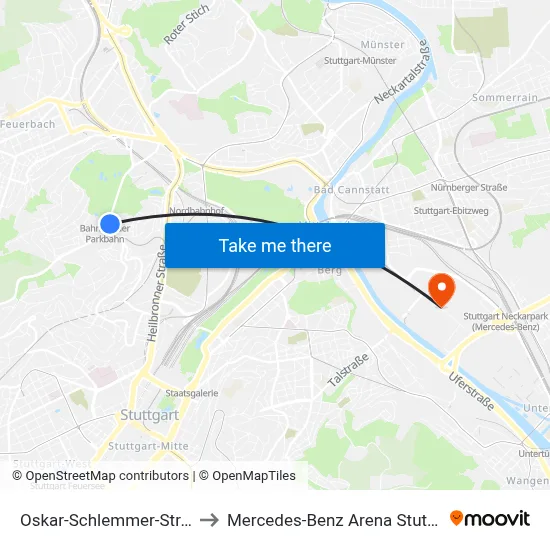 Oskar-Schlemmer-Straße to Mercedes-Benz Arena Stuttgart map
