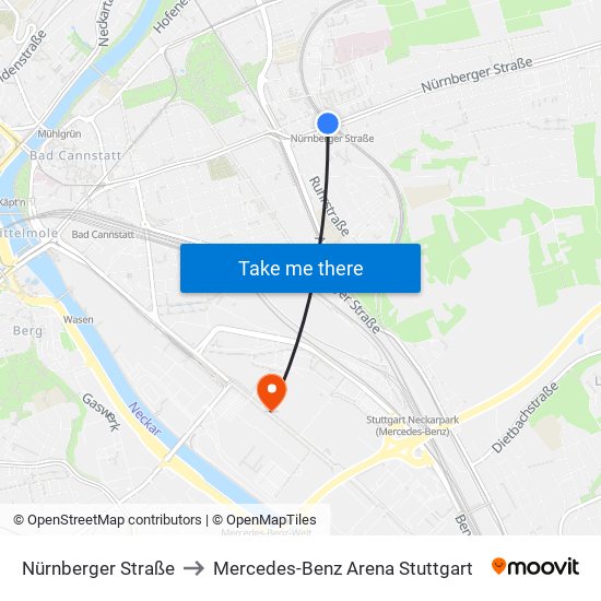 Nürnberger Straße to Mercedes-Benz Arena Stuttgart map