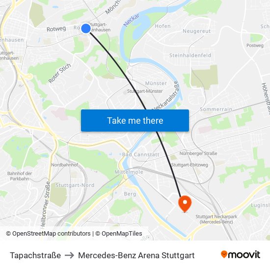 Tapachstraße to Mercedes-Benz Arena Stuttgart map