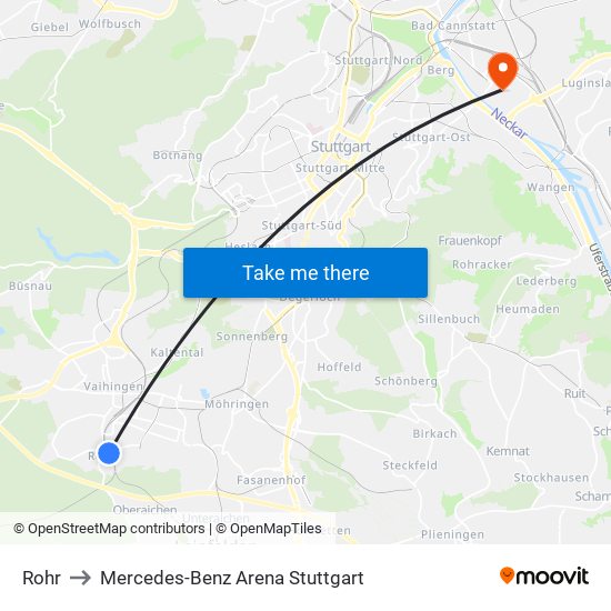 Rohr to Mercedes-Benz Arena Stuttgart map
