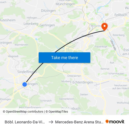 Böbl. Leonardo-Da-Vinci-Pl. to Mercedes-Benz Arena Stuttgart map