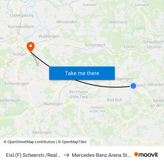 Eisl.(F) Scheerstr./Realschule to Mercedes-Benz Arena Stuttgart map