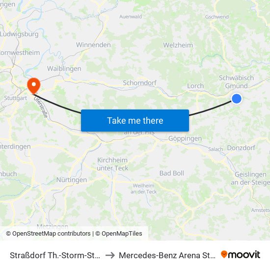 Straßdorf Th.-Storm-Str./Sdlg to Mercedes-Benz Arena Stuttgart map