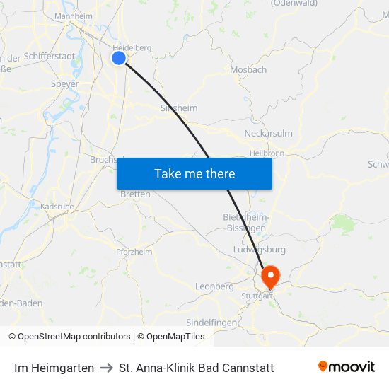 Im Heimgarten to St. Anna-Klinik Bad Cannstatt map