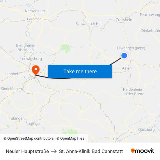Neuler Hauptstraße to St. Anna-Klinik Bad Cannstatt map