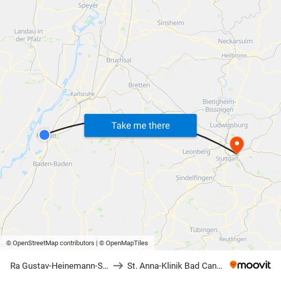 Ra Gustav-Heinemann-Schule to St. Anna-Klinik Bad Cannstatt map
