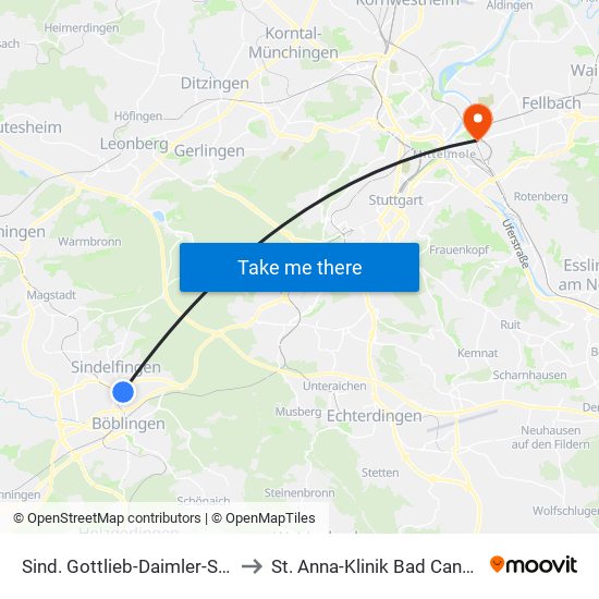 Sind. Gottlieb-Daimler-Schule to St. Anna-Klinik Bad Cannstatt map