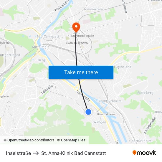 Inselstraße to St. Anna-Klinik Bad Cannstatt map