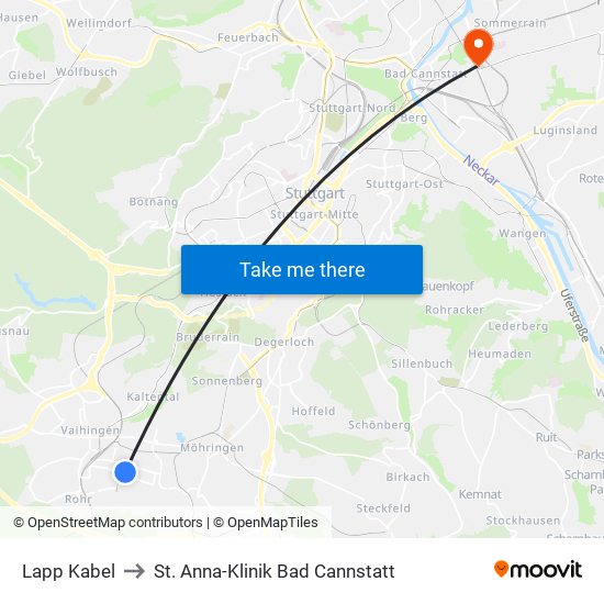 Lapp Kabel to St. Anna-Klinik Bad Cannstatt map